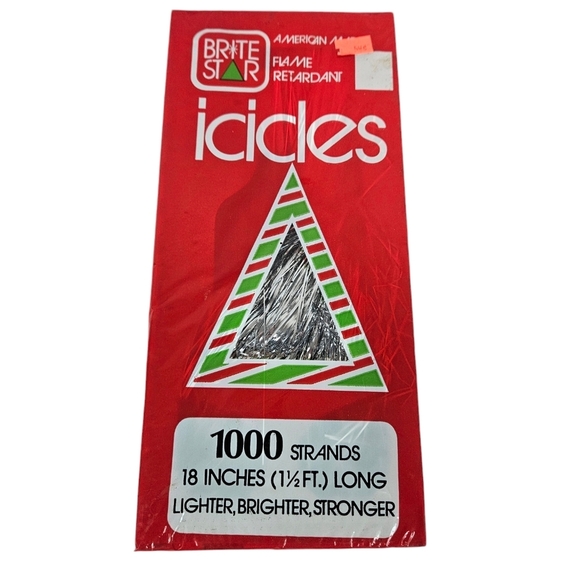 Vintage NWT Brite Star Icicle Silver Tinsel 18" 1000 Strands Set of 2 - Picture 2 of 6